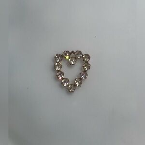 Vintage Swarovski Crystal Rhinestone Heart Pendant Gold-Plated Brass 18mm NOS